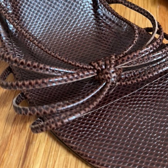 Vintage Isaac Mizrahi Lizard Print Slingback Sandals - Picture 2 of 16